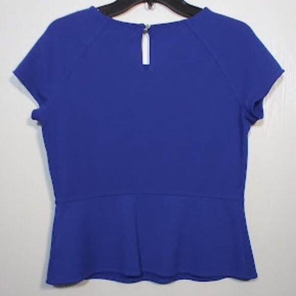 Liz Claiborne Career Blue Peplum Top Size: M - Picture 5 of 15